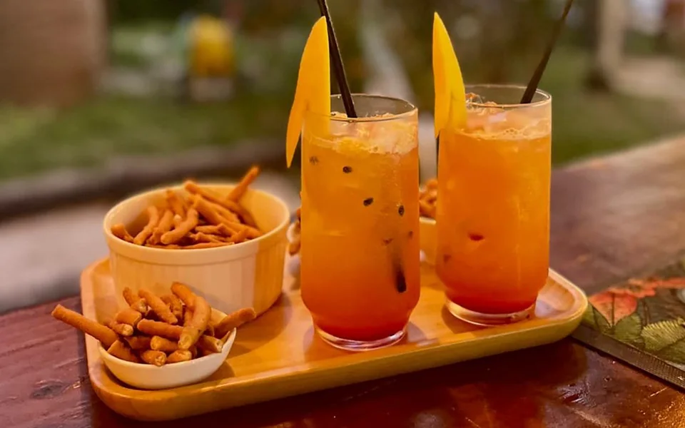 Tropical cocktails and snacks at Banana Sea Club