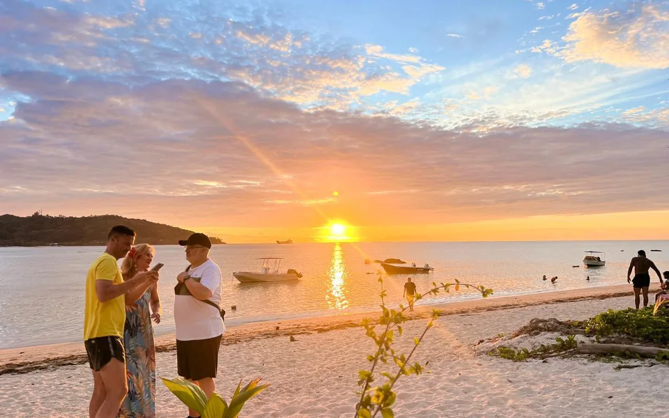 Sunset at Banana Sea Club in Anse à la Mouche